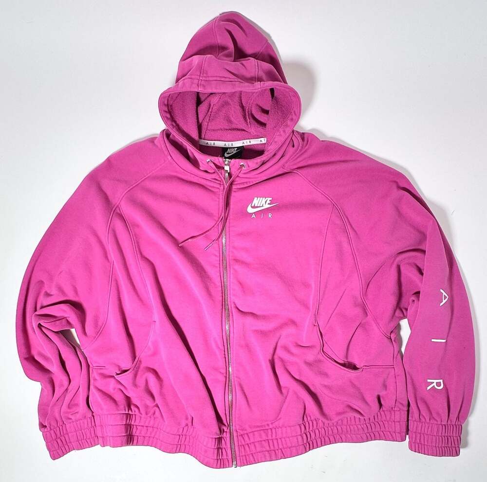 Nike Air Women's 2X Full Zip Fleece Hoodie Pink Fuchsia DM1771-664 Plus